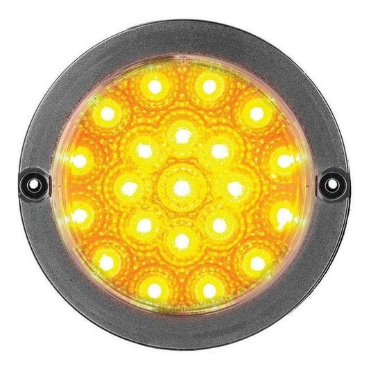 LED Autolamp 12V Round Amber Indicator Taillight Black Chrome 130mm