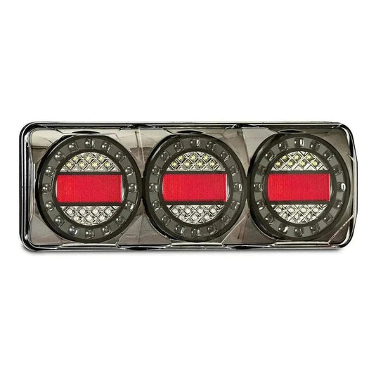 LED Autolamp 12V/24V Maxi lamp Stop/Tail/Indicator/Reflector Taillight Black Chrome 407x147x35mm