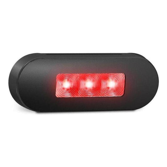 LED Autolamp 12V/24V Red Marker Clear Lense & Black Bezel 86x31x10mm Bulk