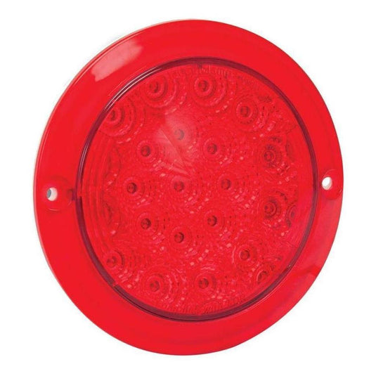 LED Autolamp 12V/24V Round Stop/Tail Lamp With Red Lens Recessed Mount Blister