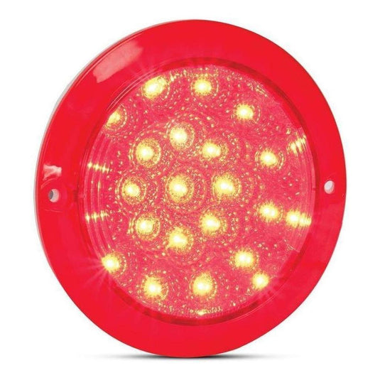 LED Autolamp 12V/24V Round Stop/Tail Lamp With Red Lens Recessed Mount Blister