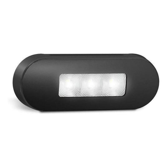 LED Autolamp 12V/24V White Marker Clear Lense & Black Bezel 86x31x16mm Bulk
