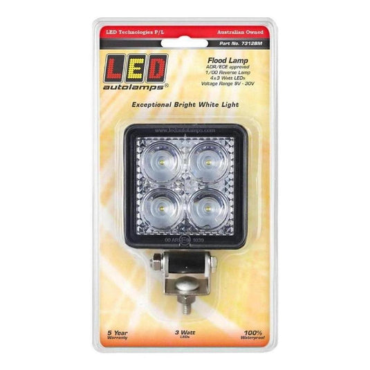 LED Autolamp 9V/30V 12 Watt Flood Lamp/Reverse Lamp Blister