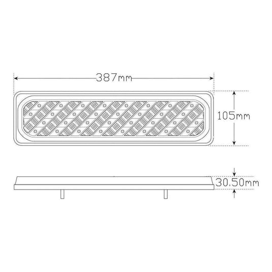 LED Autolamp RHS 12V Stop/Tail/Indicator Taillight 387x105x31mm