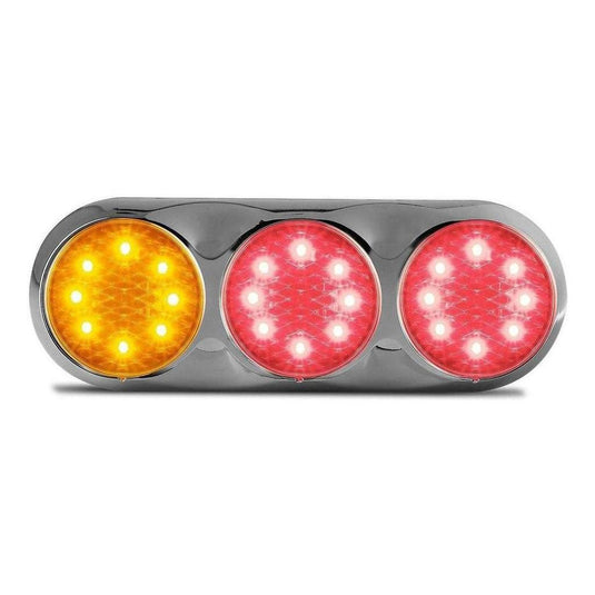 LED Autolamps 12V LED Stop/Tail/Indicator Lamp Clear Lens In Chrome Housing
