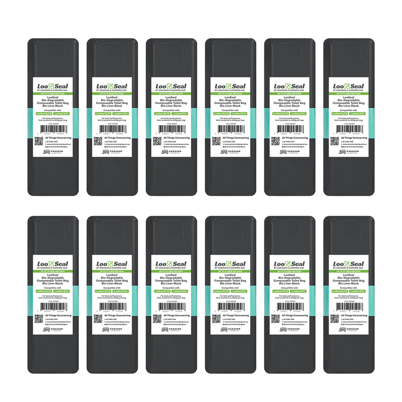 Load image into Gallery viewer, LooSeal Biodegradable Liner 3 Month Pack (12 Rolls) Black