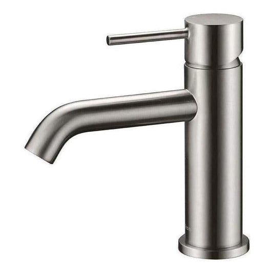 Mica Basin Sink Tap Mixer Curved Spout Brushed Nickel