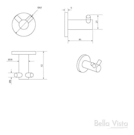 Mica Double Robe Hook French Gold