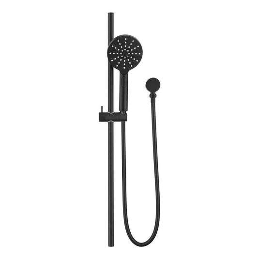Mica Shower Round Head and Rail Black
