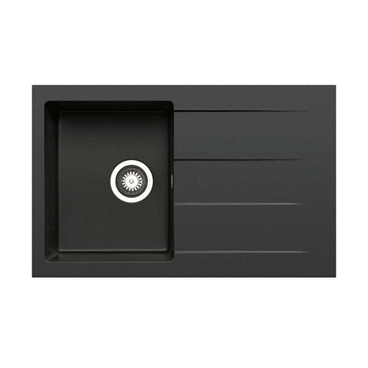 Pradus Black Granite Composite Sink With Drainer 790 x 500mm