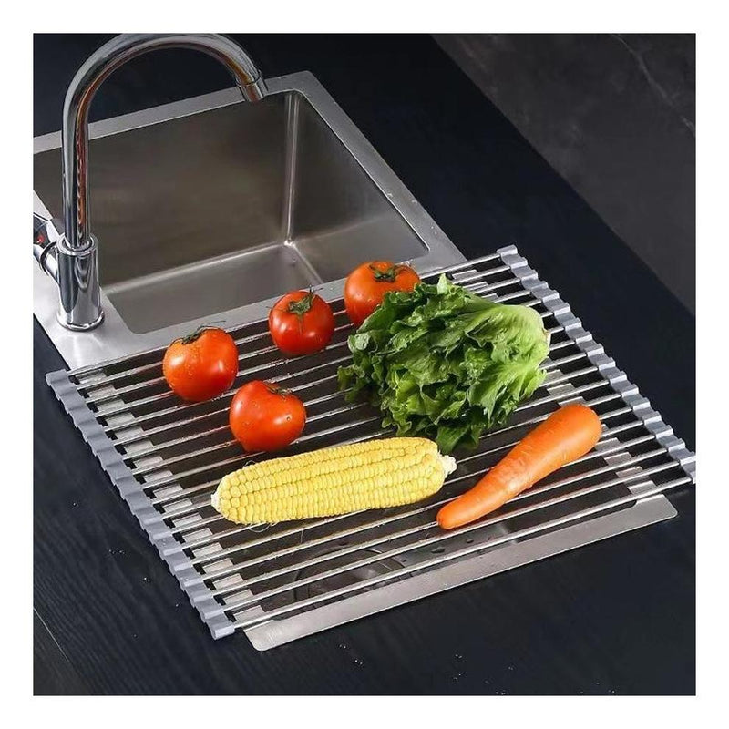 Load image into Gallery viewer, Roll Up Foldable Dish Drying Rack 330 x 425mm - Brushed Satin