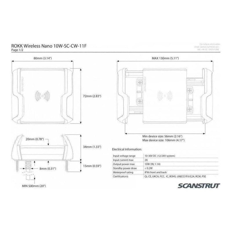Load image into Gallery viewer, Scanstrut ROKK 12/24V 10W Compact Waterproof Wireless Mount Phone Charger