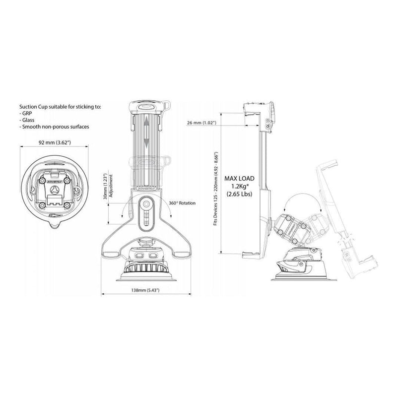 Load image into Gallery viewer, Scanstrut ROKK 360 Deg Mini Tablet Holder Suction Cup Mounting Kit