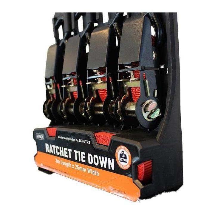 Load image into Gallery viewer, Schutts Quick Release Ratchet Tie Down 25mm x 3m x 4 Pack