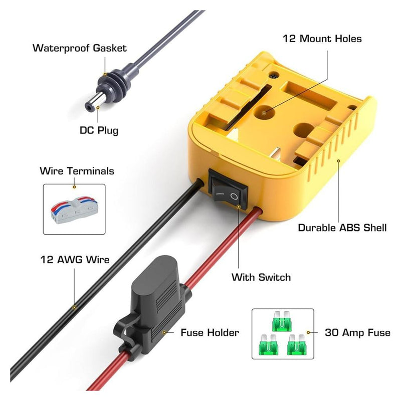 Load image into Gallery viewer, Starlink Mini DeWalt Battery Adaptor With DC Power Cable Charger Inc Fuse and Switch