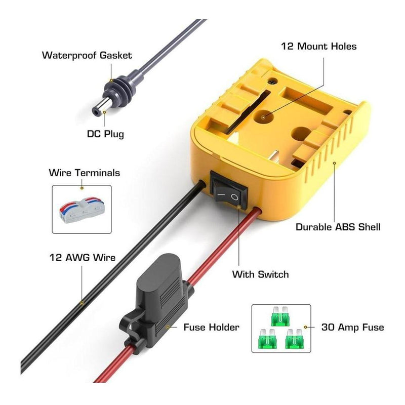 Load image into Gallery viewer, Starlink Mini DeWalt Battery Adaptor With DC Power Cable Charger Inc Fuse and Switch