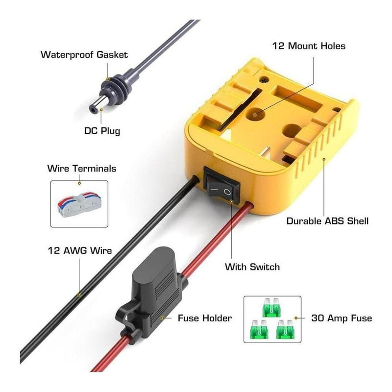 Load image into Gallery viewer, Starlink Mini DeWalt Battery Adaptor With DC Power Cable Charger Inc Fuse and Switch