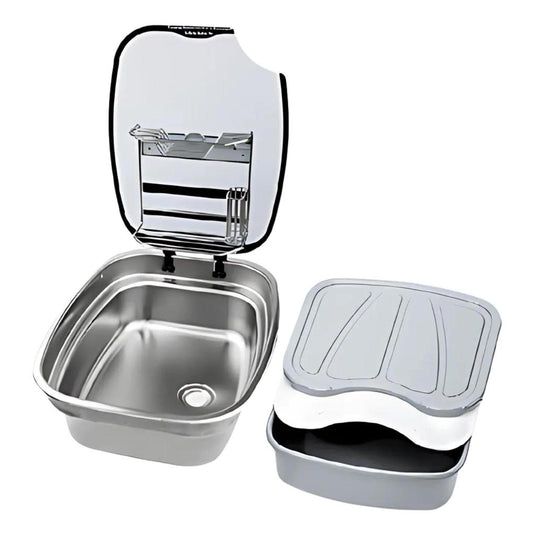 Thetford Stainless Sink Bowl with Glass Lid & Accessories