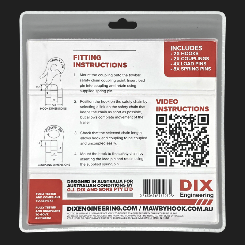 Load image into Gallery viewer, Mawby Hook Trailer Safety Chain Coupling 3.5T 13mm Throat - Pair - Australian Standard Compliant - RV Online

