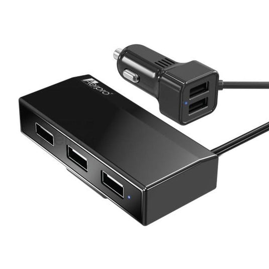 Aerpro 12V / 24V 5 Port In Car USB 9.6A Charger with Remote Installation 1.8 meter lead