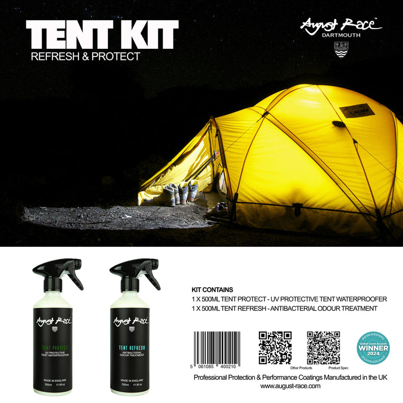 Load image into Gallery viewer, August Race Tent Kit - Odour and Water Proofer Treatment Kit 500ml - 2 Pack
