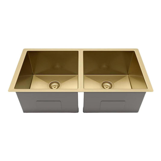 Belgique Double Bowl Sink Basin 770 x 440 x 250 - Stainless Steel French Gold