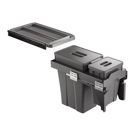 Belgique Kitchen Pull Out Dual Bin 18L + 6L Black