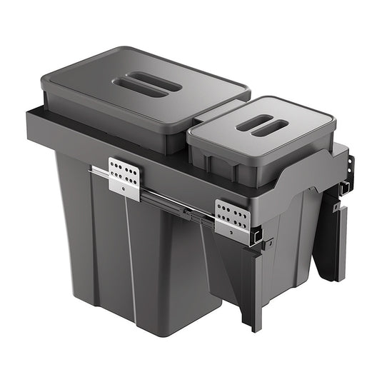 Belgique Kitchen Pull Out Dual Bin 18L + 6L Black