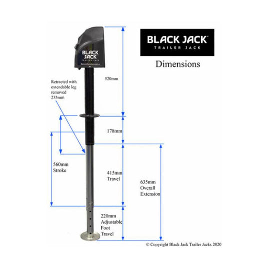 Black Jack Maxi 12V Electric Trailer Jack 2000Kg
