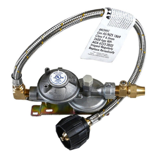 Bromic Single Dual Stage Gas Regulator Kit 600mm Pig Tail 3/8
