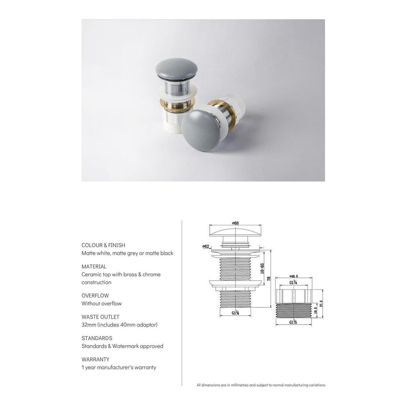 Load image into Gallery viewer, Ceramic Top Pop Up Waste - Matte White
