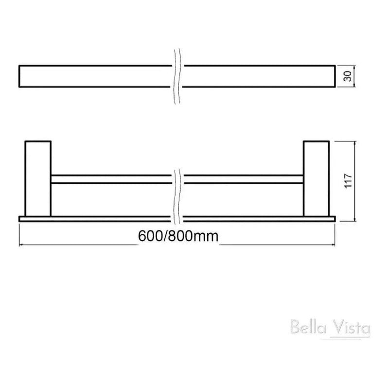 Load image into Gallery viewer, Chunky Double Towel Rail 600mm Black
