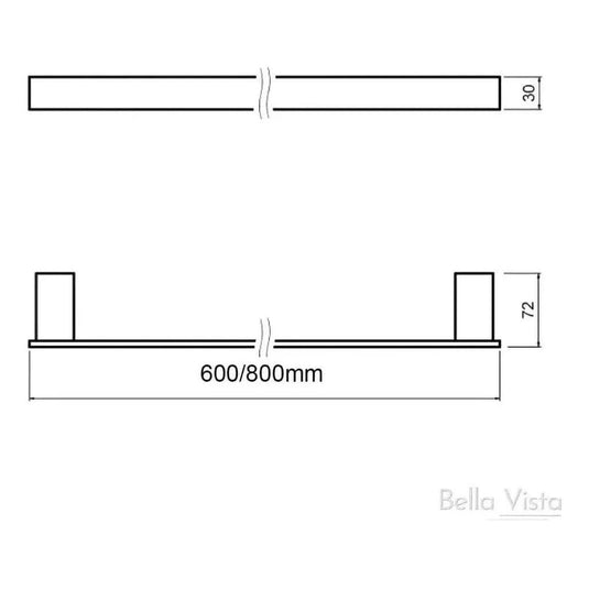 Chunky Single Towel Rail 600mm Chrome