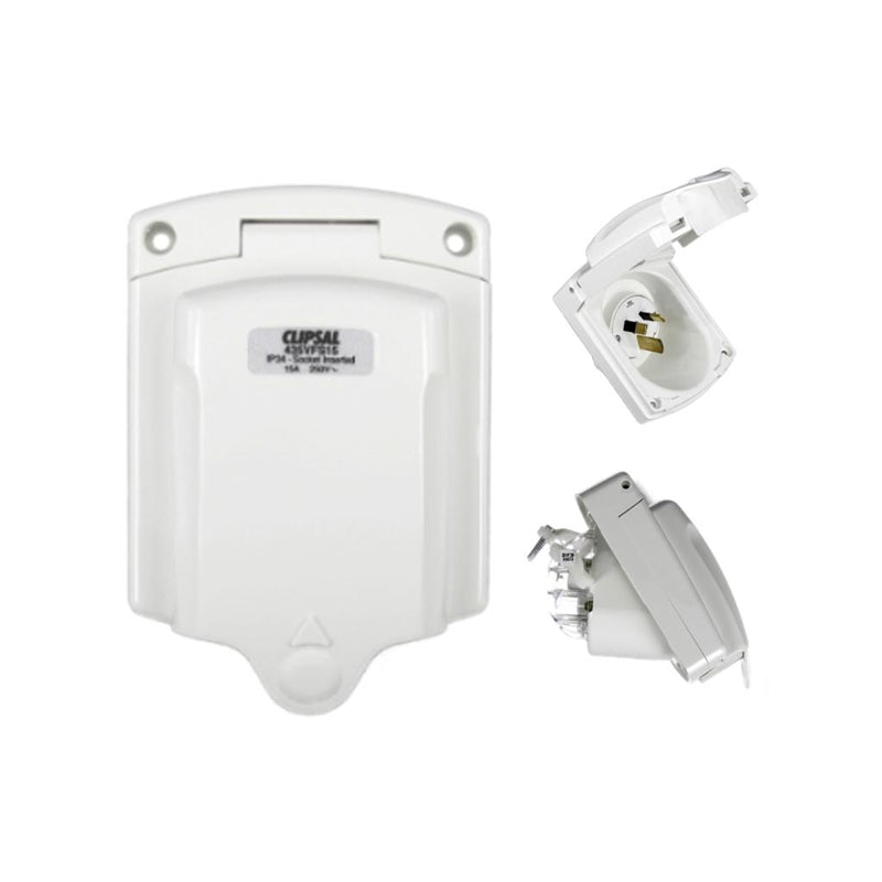 Load image into Gallery viewer, Clipsal 15Amp 240V Power Inlet Socket 3 Pin White
