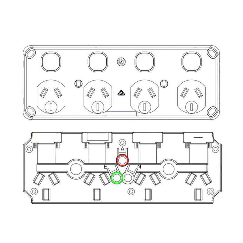 Load image into Gallery viewer, Clipsal Double Pole 10A 4 Gang Quad Horizontal GPO PowerPoint C2000 White
