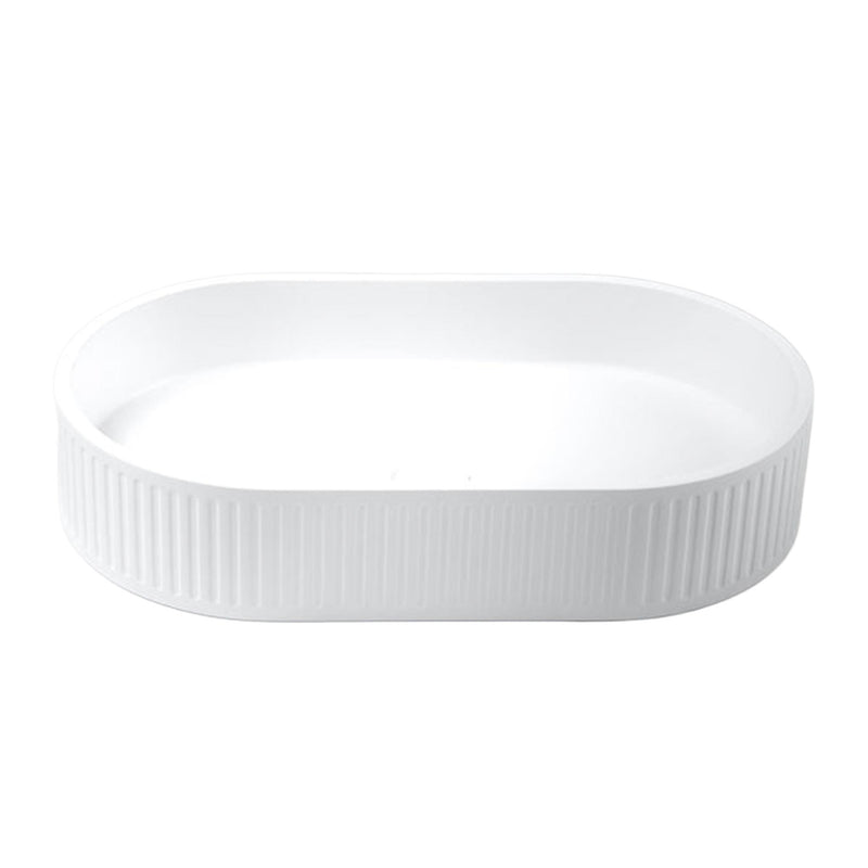 Load image into Gallery viewer, Concrete Single Bowl Basin Sink Fluted Oval 600 x 350 x 120 - White
