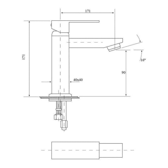 Deko Square Handle Basin Sink Tap Mixer Black