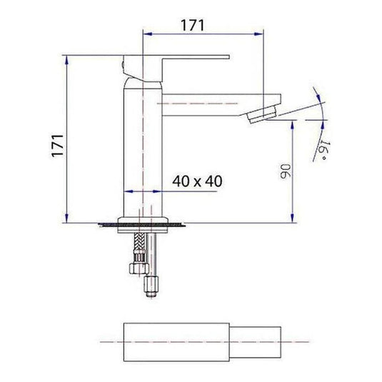 Deko Square Handle Basin Sink Tap Mixer Chrome