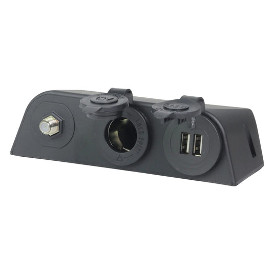 Finch 12v Accessory Socket USB & TV Antenna Port Surface Mount Black