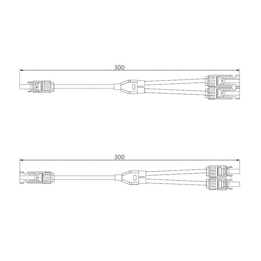 Finch 2 To 1 Y MC4 Solar Panel Cable Connectors Male and Female IP67 Pair