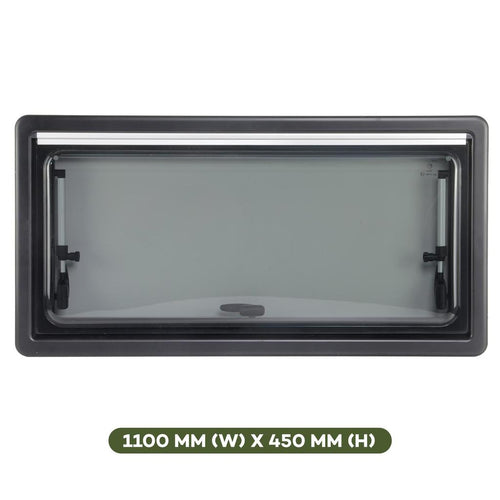 Finch Double Glazed Acrylic Window 1100 x 450 With Blind and Fly Screen