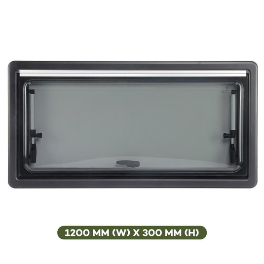 Finch Double Glazed Acrylic Window 1200 x 300 With Blind and Fly Screen