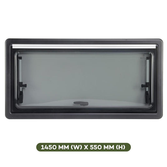 Finch Double Glazed Acrylic Window 1450 x 550 With Blind and Fly Screen