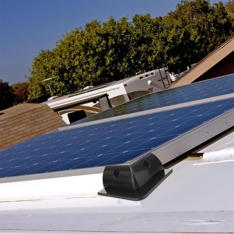 Load image into Gallery viewer, Finch Solar Panel Corner Mounting Brackets Black Plastic x 4
