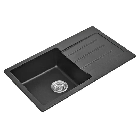 Fomos Black Granite Composite Sink With Drainer 770 x 440mm