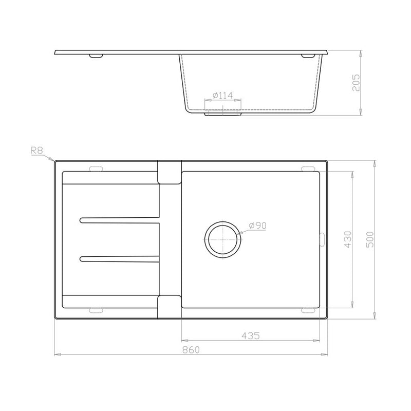 Load image into Gallery viewer, Fomos Black Granite Composite Sink With Drainer 860x500mm
