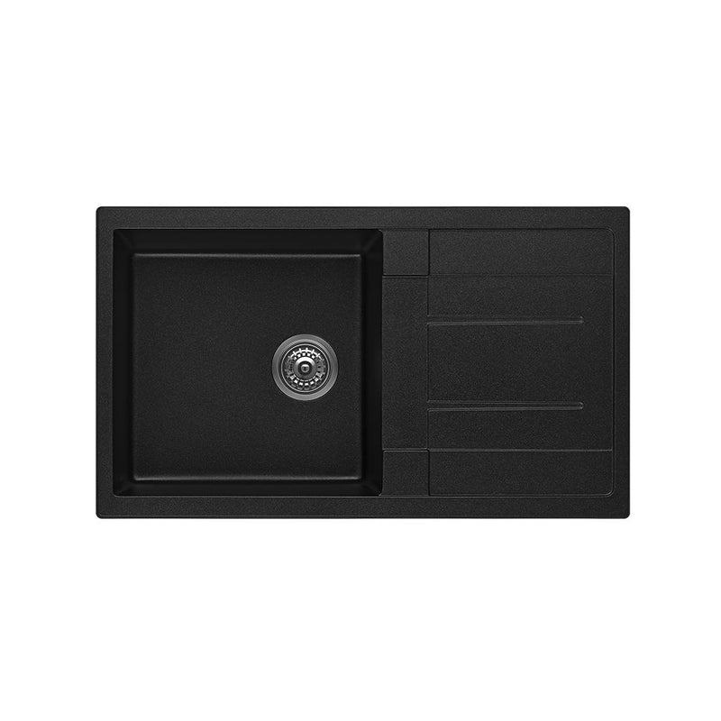 Load image into Gallery viewer, Fomos Black Granite Composite Sink With Drainer 860x500mm
