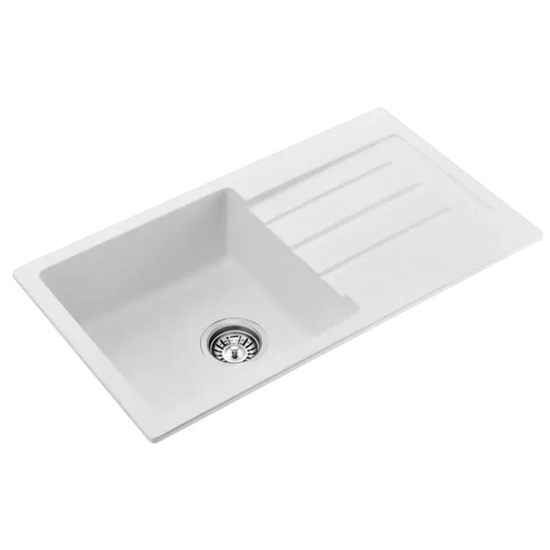 Load image into Gallery viewer, Fomos White Granite Composite Sink With Drainer 770 x 440mm
