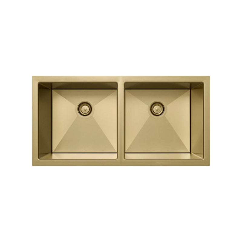 Load image into Gallery viewer, Henley Double Bowl Sink Basin 770 x 440 x 250 - Stainless Steel Brushed Brass
