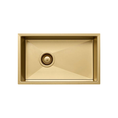 Henley Single Bowl Sink Basin 300 x 440 x 250 - Stainless Steel Brushed Brass